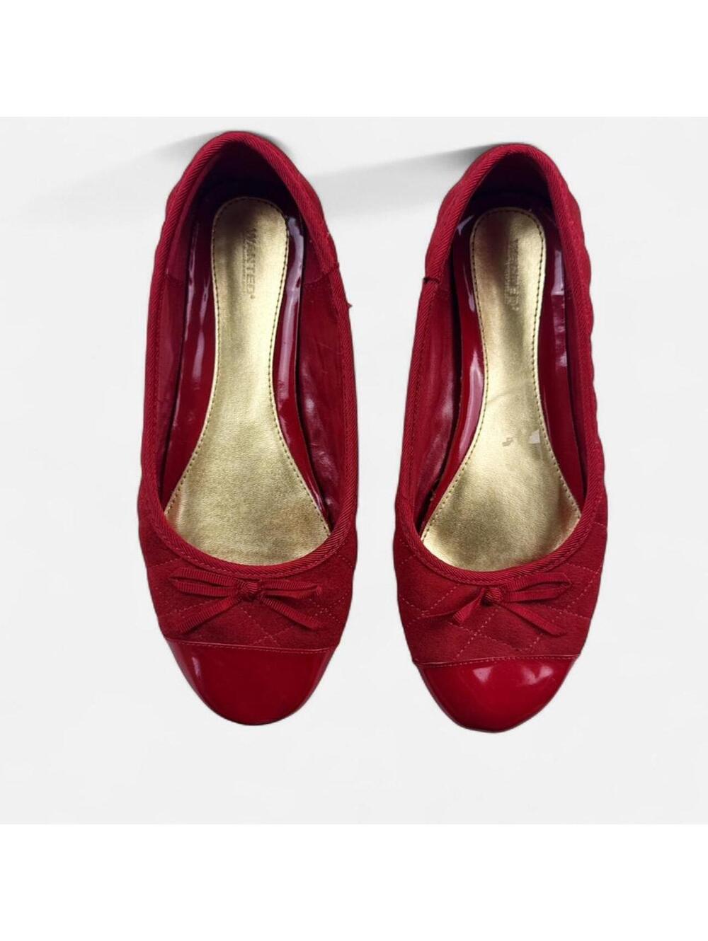 Wanted Red Quilted Bow Ballet Flats in Red